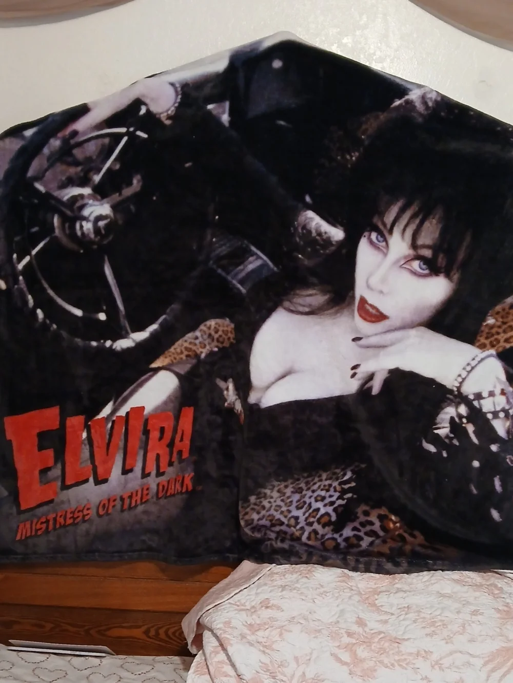 Elvira Black Plush Throw Blanket with Red Logo and Graphic